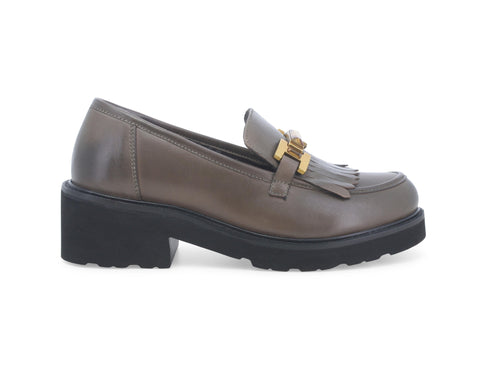 Melluso Mocassini Donna Invernali con Frangia Tomaia Pelle Verde 034318-227794